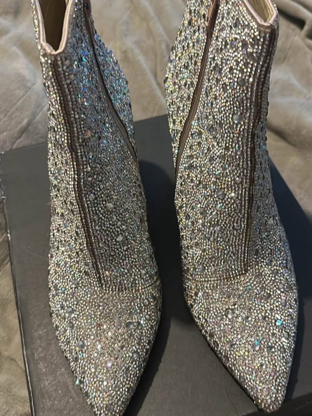 Betsey Johnson Silver Crystal Embellished Ankle Booties